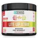ZHOU Lite Up Xtra - Sugar Free Pre Workout Powder for Women & Men, Preworkout Supplement with Caffeine for Clean Energy, Amino Acid Support, Hydrate & Focus, Plant Based - Cherry Limeade, 16 oz Jar