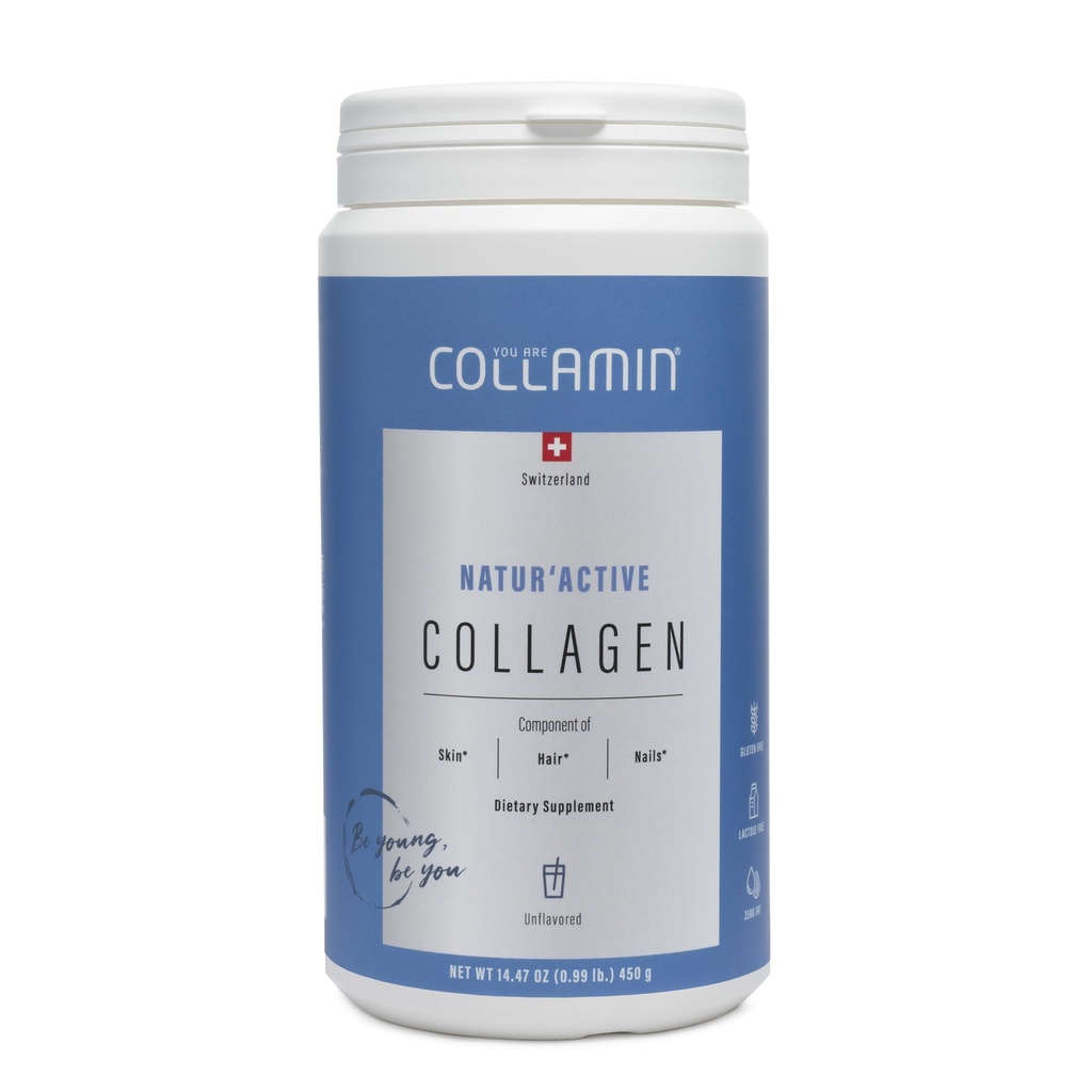 Natur’Active – Hydrolyzed Collagen Peptides from Grass-Fed Swiss Bovine with Protein – Unflavored – Supports Joints, Muscles, Skin, Hair, Nails & Immune Health – 45 Servings (450g)