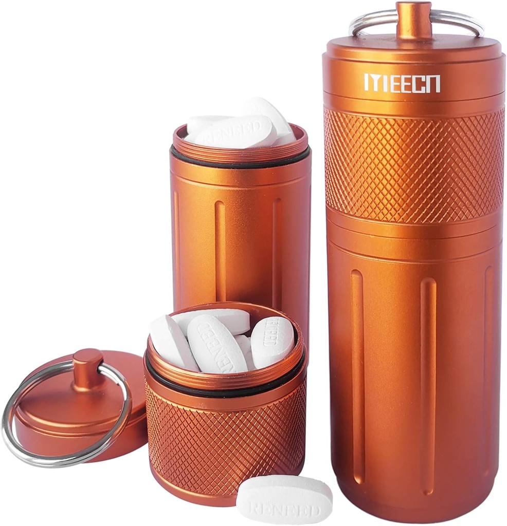 Twee-laags pil Organisator, waterdichte pil Container, pilhouder kan pillen alle groottes, vitamines, kabeljauw lever olie, supplementen en medicatie, Rv producten, grootte:1,6 x 1,6 x 4,4 in(Orange)