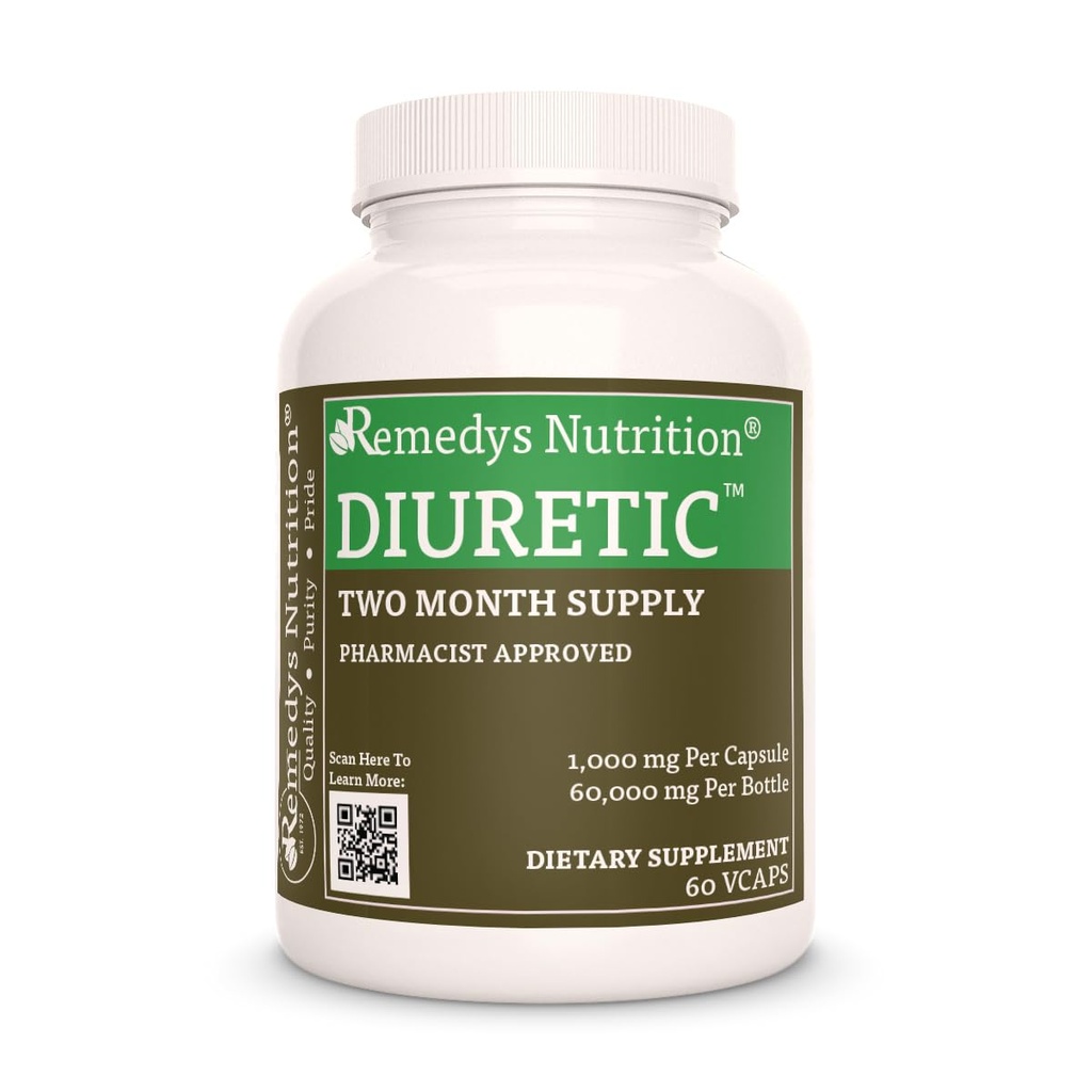 Remedy's Nutrition DiureticTM=1 000 mg, 60 Capsules de végétaliens Complément alimentaire à base de plantes