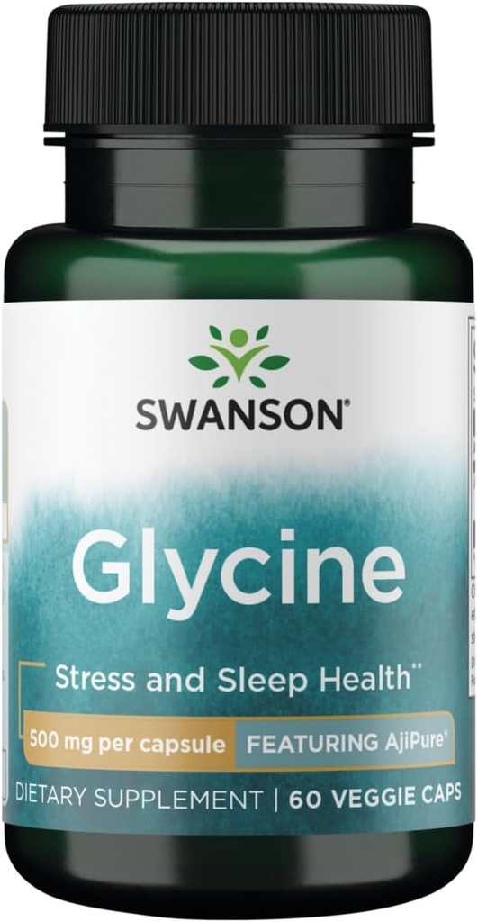 Swanson Aminozuur Ajipure Glycine Farmaceutische Graad 500 Milligrammen 60 Veg Capsules