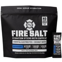 Fire Salt Hydration Sticks, Electrolytes & Organic Coconut Water, Hydration Drink Mix with Caffeine & Mediterranean Sea Salt, Zero Sugar, Blue Raspberry, 32 Single Serve On the Go Packs
