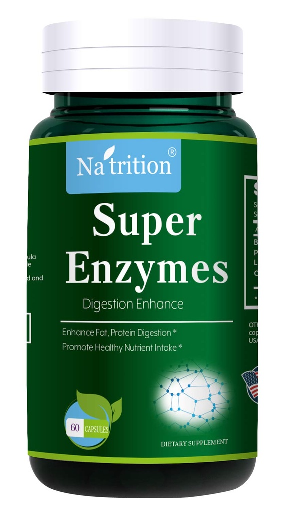 Natrition Digestive Multi Enzymes Blend - Bromelain, Papain, ox Bile Extract, lipase - 60 Veggie Capsules