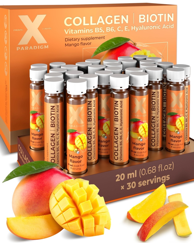 Liquid Collagen Peptides with Biotin & Hyaluronic Acid - 3000mg Hydrolyzed Collagen Type 1 and 3, Biotin 10000mcg, Vitamins B5, B6, C & E - Liquid Collagen for Women and Men, Collagen Shots