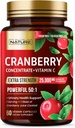 Gebouwd door Nature Cranberry Pillen 25.000mg - Extra sterkte 50:1 concentraat Extract met vitamine C - Urinaire Tract Health Supplement voor vrouwen - Non-GMO, Sugar Free, Vegan - 60 capsules