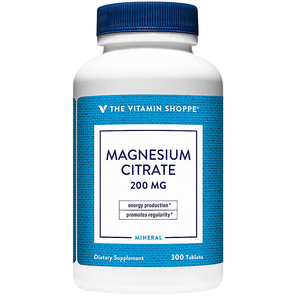 De vitamine Shoppe Magnesium Citrate 200mg tabletten - voor effectieve spierontspanning - Ondersteunt zenuw-, hart- en spierfunctie terwijl het stimuleren van energieproductie (300 tabletten)
