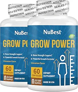 NuBest Grow Power - Calcium Supplement - Magnesium Supplement met vitamine D3, B6, zink, fosfor en multivitamine voor sterke botten, algemene gezondheid voor leeftijd 10+ 