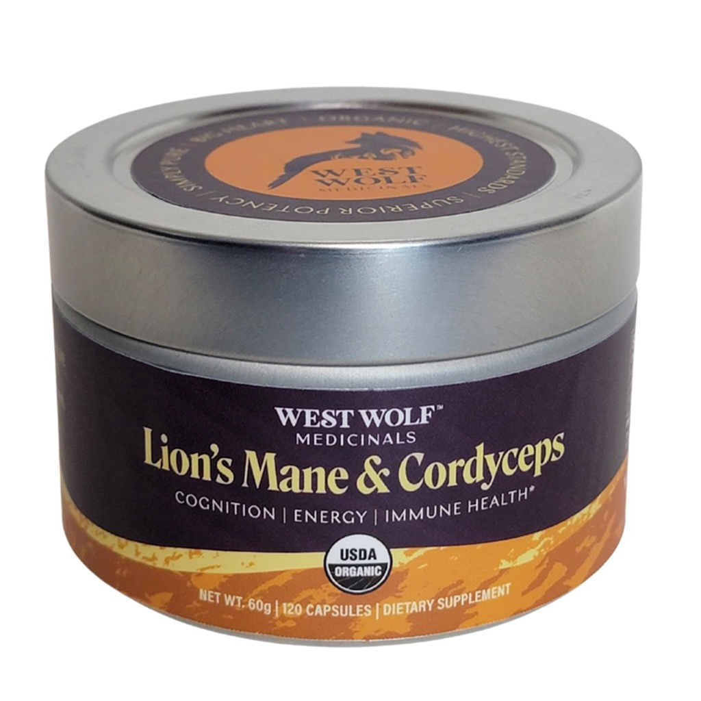 Lion's Mane & Cordyceps Mushroom Extract Powder Capsules| High Potency/Over 30% Beta Glucans| No Fillers| USDA Organic| 120Capules/ 4Months Supply | Eco-Friendly Packaging
