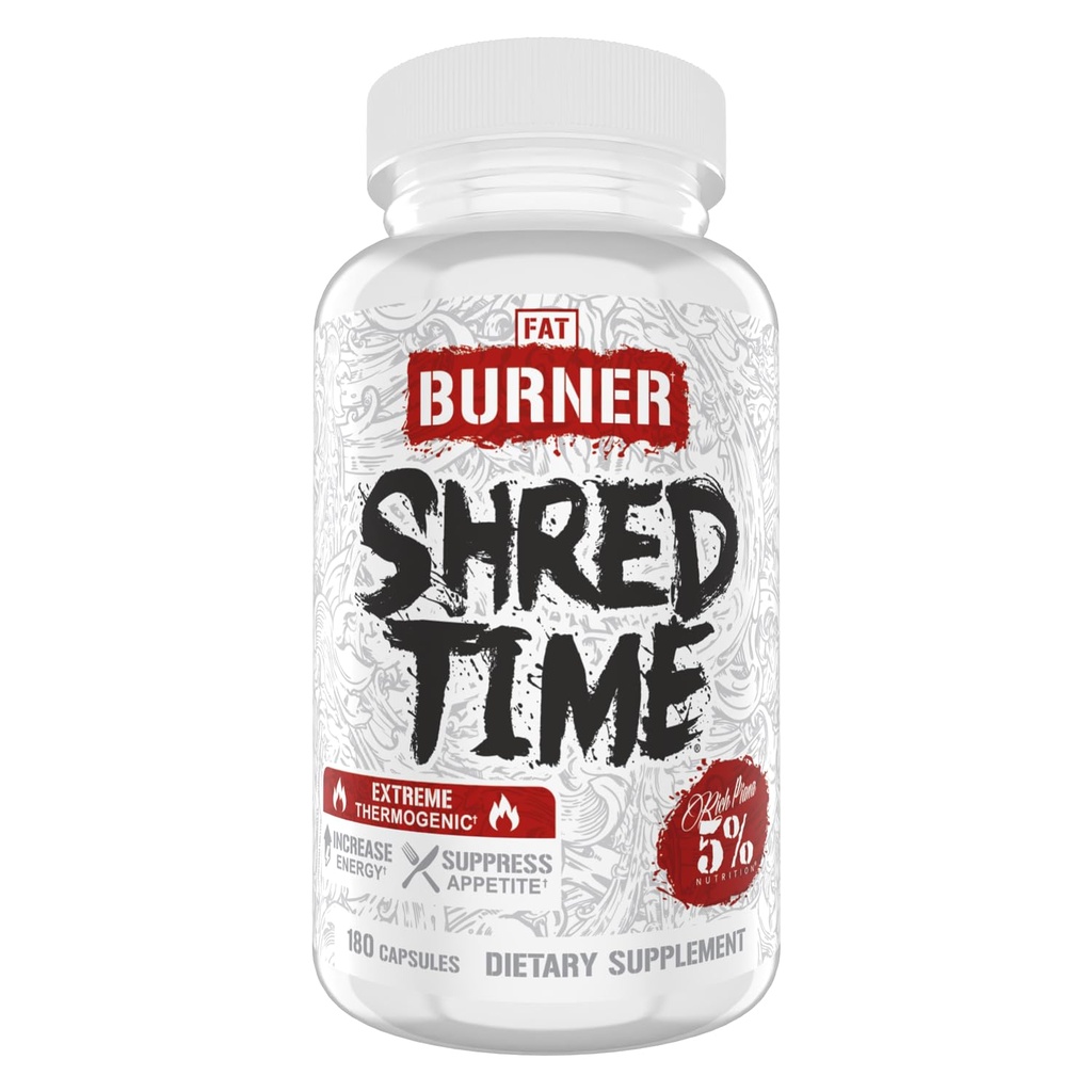 5% Nutrition Shred Time Fat Burner Groene thee, Coffee Bean, Cayenne, Theobromine, GBB 