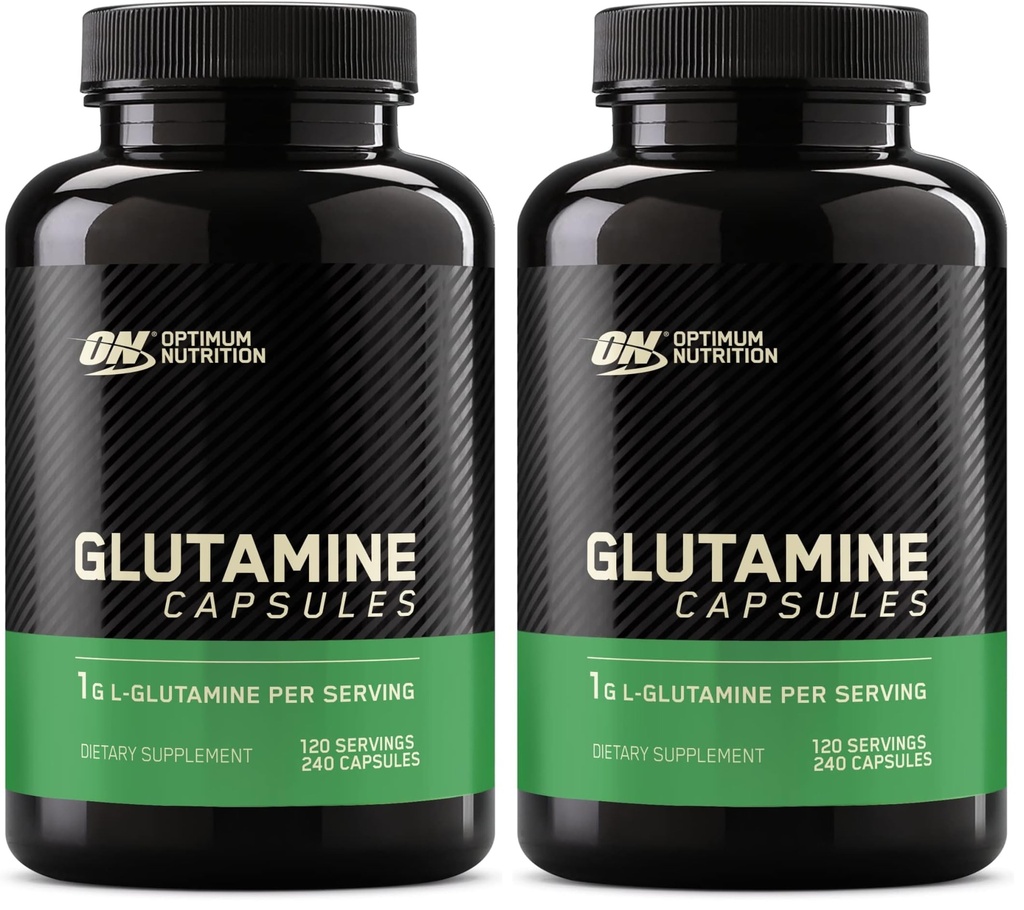 Optimum Nutrition L-Glutamine Muscle Recovery Capsules, 1000mg, 240 Count (Package May Vary) (Pack of 2)