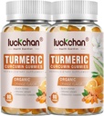 Kurkuma en gember Gummies (2 Pack) - Kurkuma Curcumin met zwarte peper en gember supplementen voor Immune Support Gezonde huid - Vegan Kurkuma Gummies voor volwassenen - Glutenvrij, lage suiker