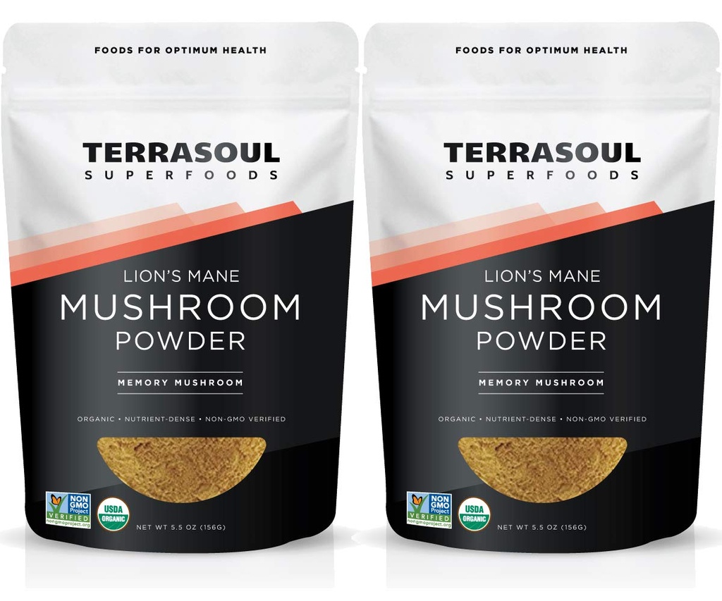 Terrasoul Superfoods Bio Lion's Mane Champignon Poudre (4:1 Extrait), 11 Onces