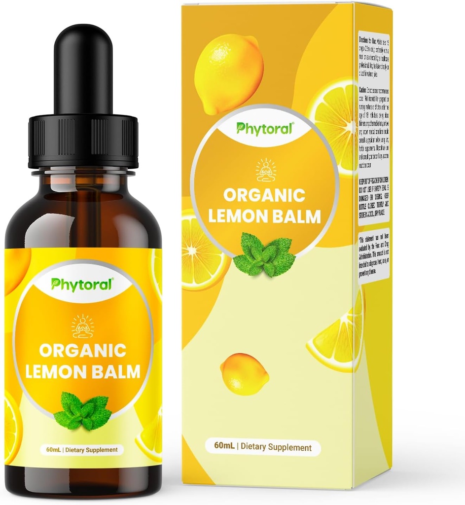 Fytorale biologische citroen balsemblad vloeibare Extract voor Immune Support - Citroenbalsem Tinctuur voor Mood & Relaxation Ondersteuning - Organische Tinctuur bladdruppels voor volwassenen en kinderen Dieetsupplement - 60 ml