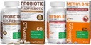 Bronson Probiotic 50 Miljard CFU + Prebiotic with Apple Polyfenols & Ananas Fruit Extract + Methyl B12 5000 mcg Vitamine B12 Methylcobalamine