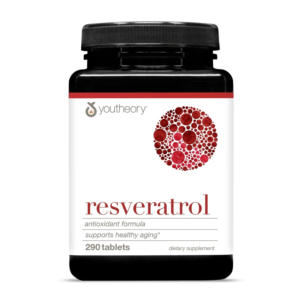 Youtheory Resveratrol Advanced Antioxidant Formula - Premium Antioxidant Supplement met Super-Fruit Blend - Bevat ResVida - zuivel, soja en glutenvrij - 290 Tabletten