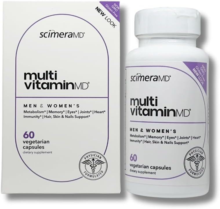ScimeraMD® MultivitamineMD Full-Spectrum Supplement Capsule met Mineralen, Antioxidanten en Superfood Combinatie voor Metabolisme, Gezamenlijke Ondersteuning, Haar, Huid en Nagels, 60 CT