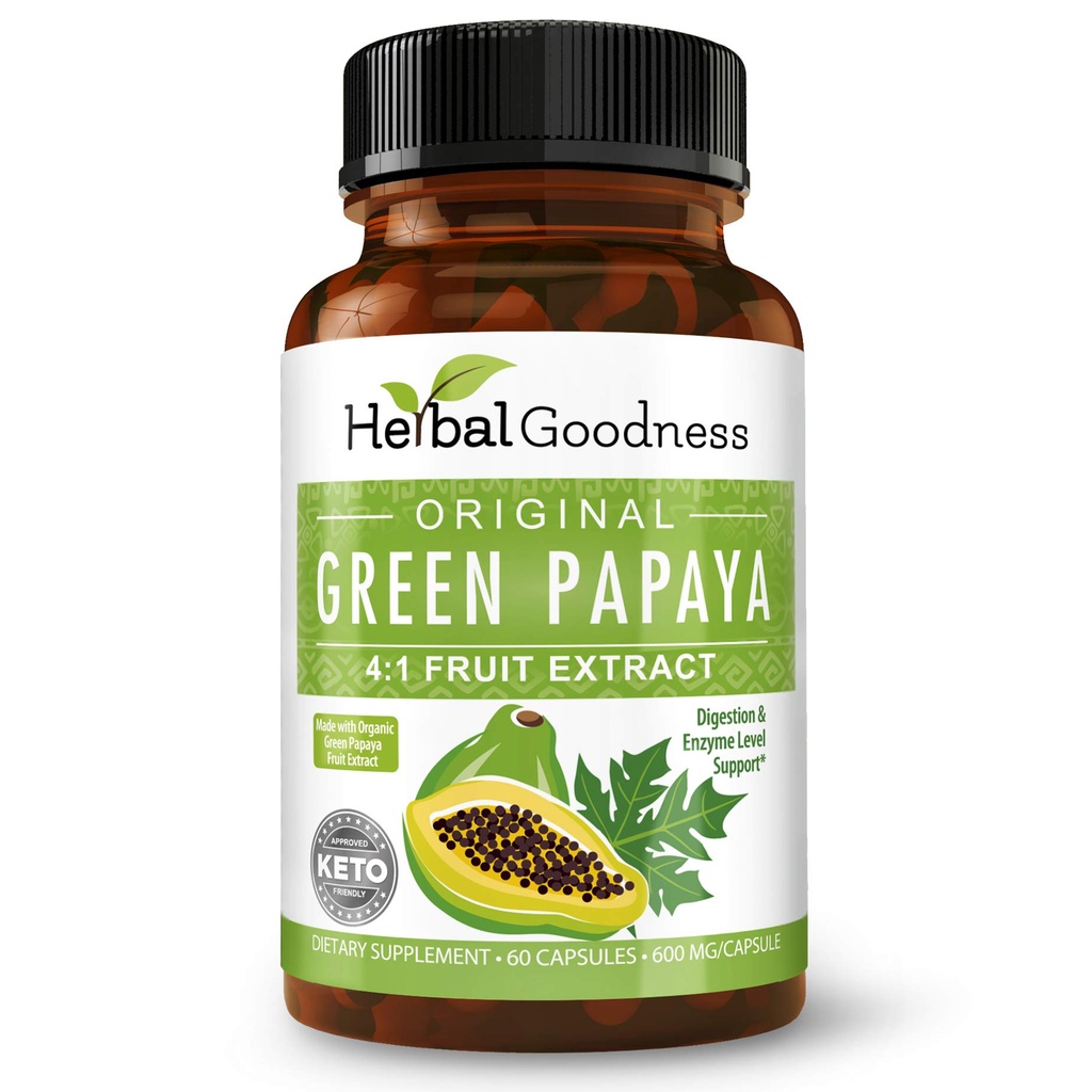 Green Papaya Fruit Extract Capsules - Organische Papaya Enzymen met Prebiotica en Probiotica voor Digestieve Gezondheid - Super Digestieve Enzymen, Immune Support- 60 Capsules, Made in The USA