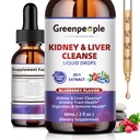 GREENPEOPLE Nettoyage du rein Détox et réparation - 27-En-1 gouttes de rein et foie avec 20:1 Extrait de canneberge et de canneberge, Supplément sans alcool pour le traitement urinaire et le foie (2 Oz 1 Pack, Blueberry)
