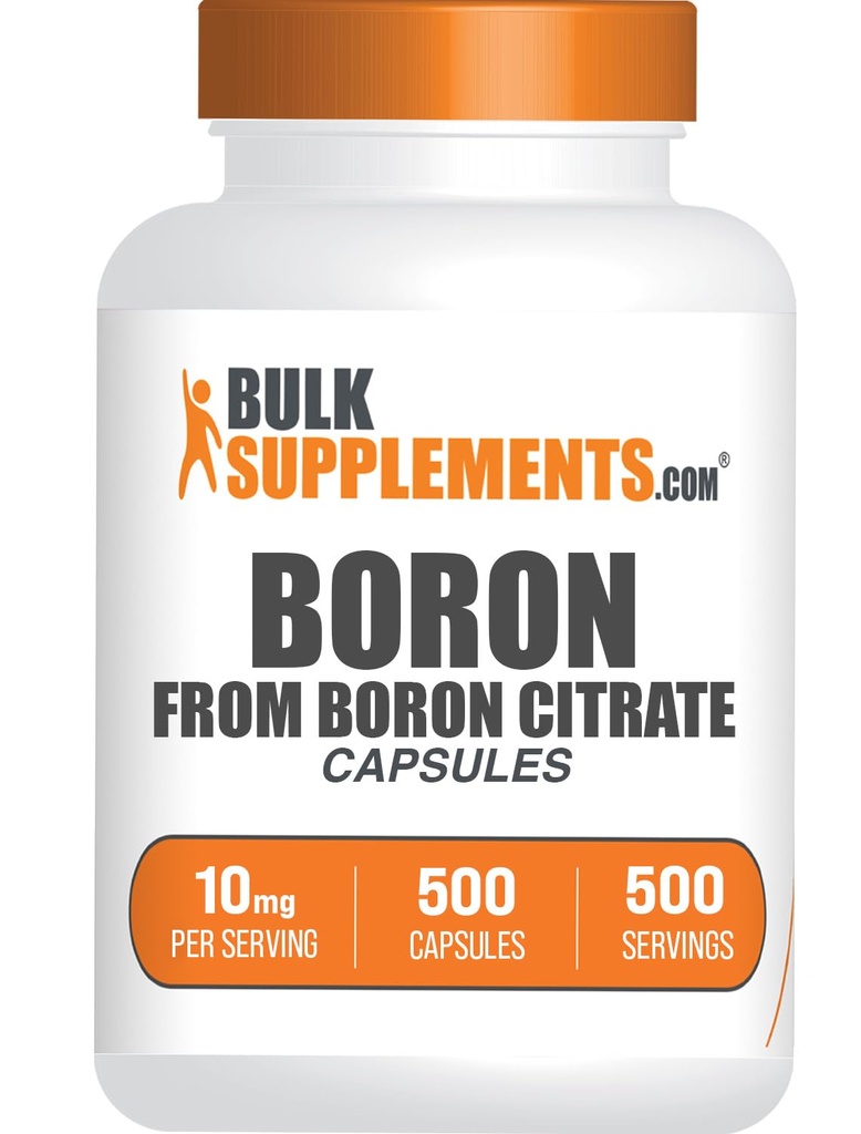 BulkSupplements.com Boron Citrate Capsules - Boron Supplement for Men & Women, Mineral Supplement - Gluten Free, 1 Capsule per Serving (10mg), 500 Count (Pack of 1)