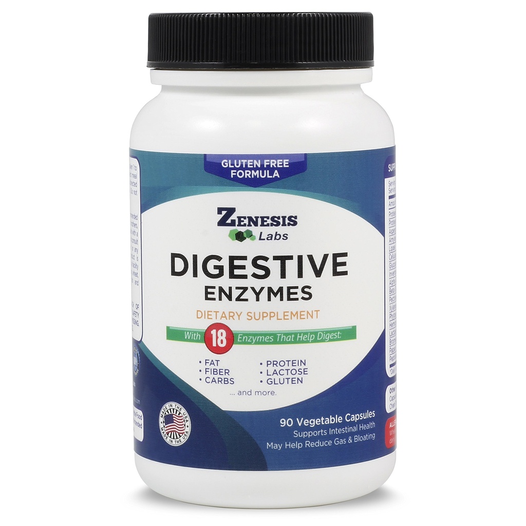 Zenesis Labs Decompensative Enzymes - with Amylase, Bromelain, Protease, Lipase, & 14 Andere Enzymen - 90 Capsules