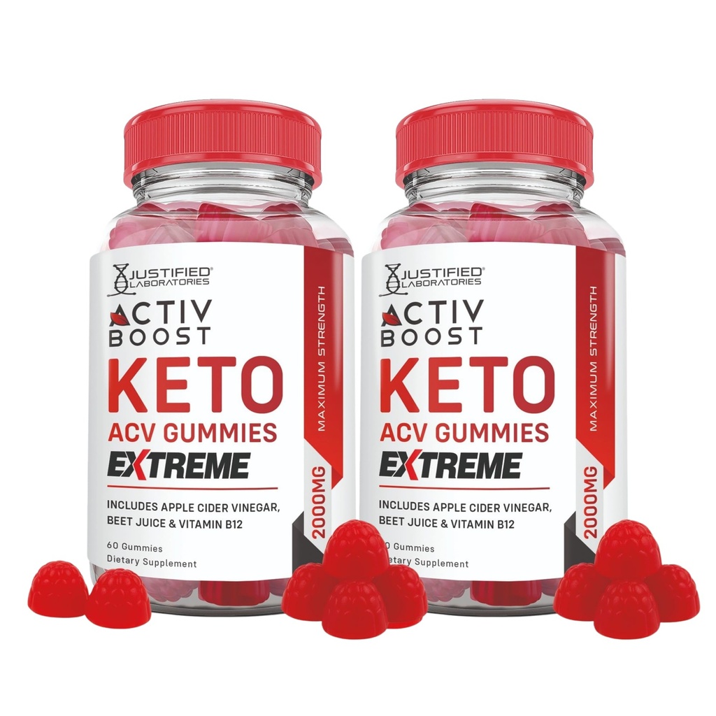 Justified Laboratories Activ Boost Keto ACV Gummies Extreme (2000 mg) - 60 Count, Pack of 2 - Made with the Mother & Vitamin B12 - Non-GMO, Vegan, Gluten Free - 60 Servings