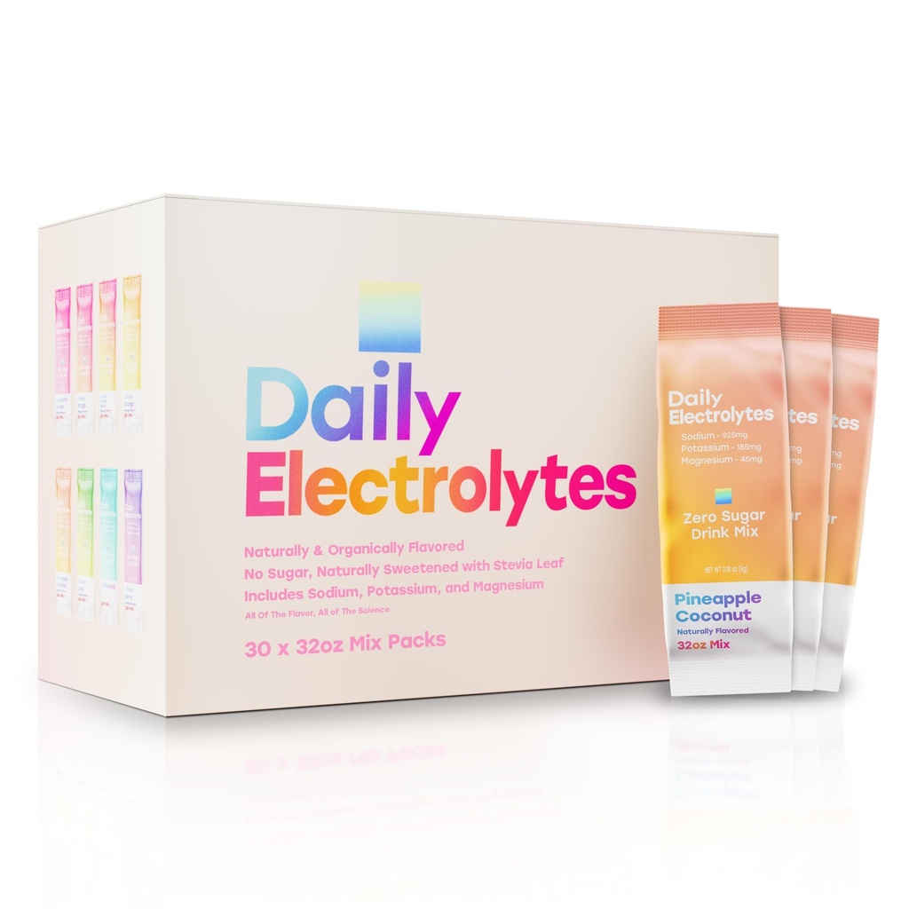 Jumbo Sticks Electrolytes Powder Packets 7 Flavors Sugar Free Hydration Packets Electrolyte Liquid Daily IV Drink Mix with Himalayan Pink Salt