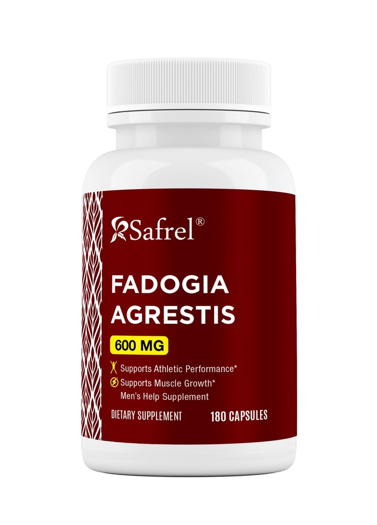 Safrel Fadogia Agrestis 600 mg, 180 Vegan Capsules | Men’s Wellness and Vitality Support | Plant-Based Daily Supplement