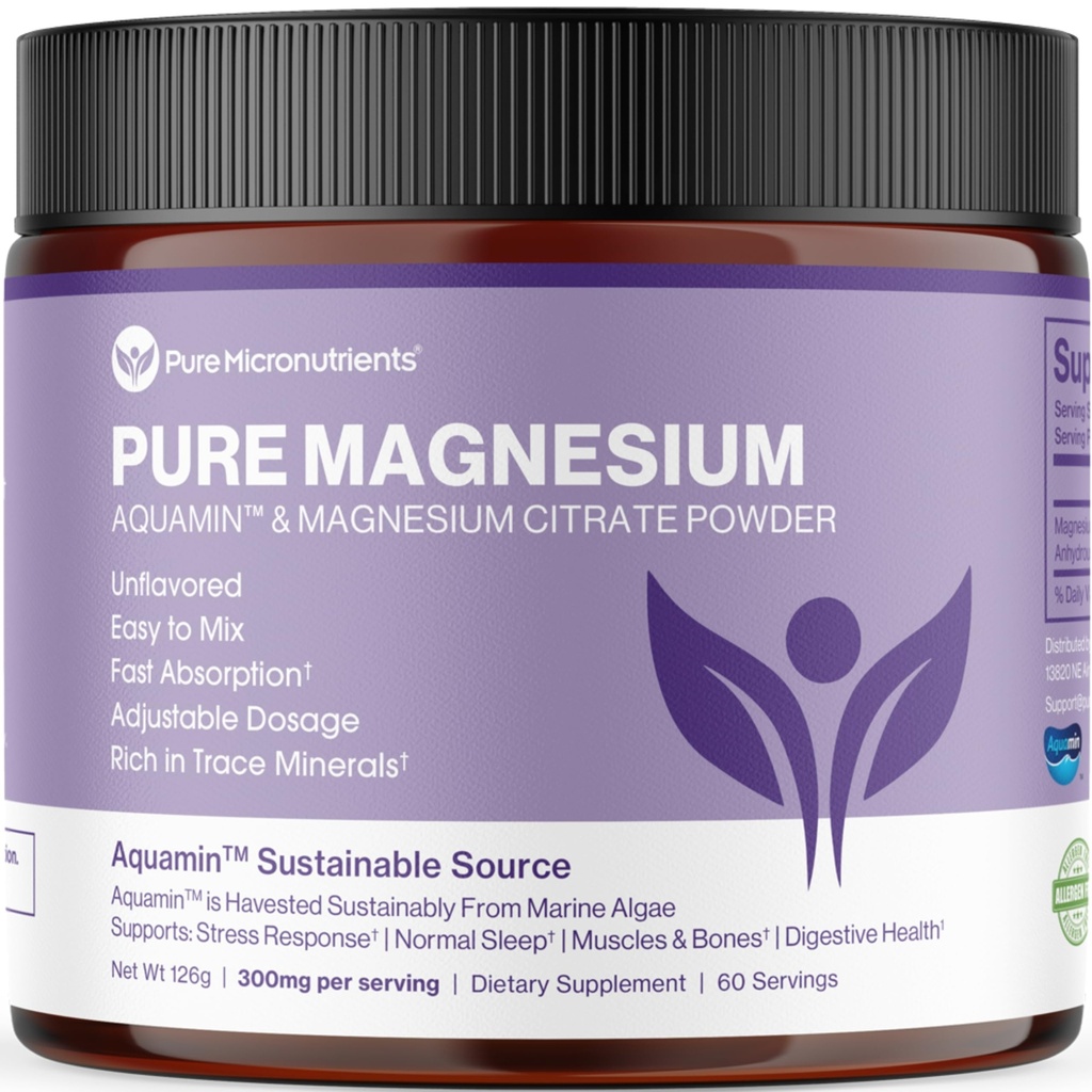 Pure Magnesium citraat poeder ter ondersteuning van slaap, spier & bot gezondheid, energie, hart en spijsvertering. Ongearomatiseerde Magnesium Poeder Drink Mix, Vegan, 60 Servers