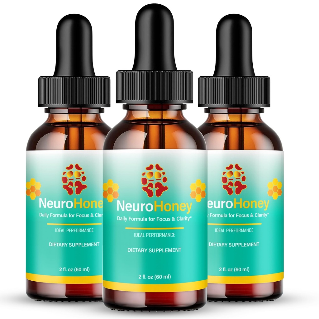 Neuro Honey Blend for Memory Drops, Official NeuroHoney Brain Health Supplement Droppers - Maximum Strength, Advanced Nootropic Drops, All Natural for Cognitive Health, Neuro Honey Reviews (3 Pack)