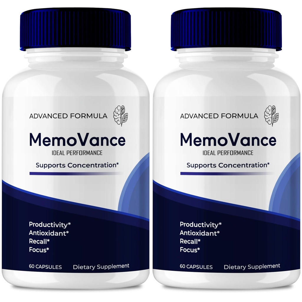 MemoVance Capsules, Official MemoVance Supplement for Brain Health & Memory Support - Maximum Strength, Advanced Formula Nootropic Pills, All Natural Memo Vance Health Support Reviews (2 Pack)