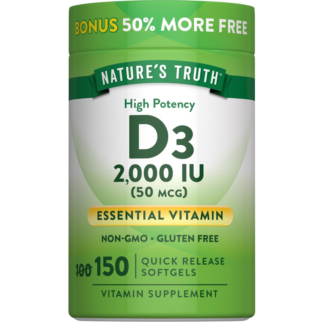 De waarheid van de natuur Vitamine D3 2000 IE Softgels voor volwassenen 
