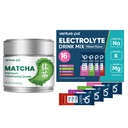 Venture Pal Ceremonial Grade Matcha Powder & High Sodium Electrolyte Powder – Hydration Packets with Essential Minerals, 16 Sticks