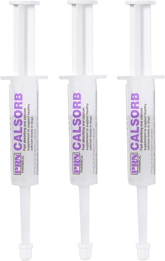 PRN Pharmacal Calsorb - Calcium Nutritional Supplement to Help Mainten Healthy Calcium Levels in Dogs - Gel-Based Dog Nutritional Supplement in een gemakkelijk te gebruiken spuit - 12 ml spuit (3 verpakkingen)