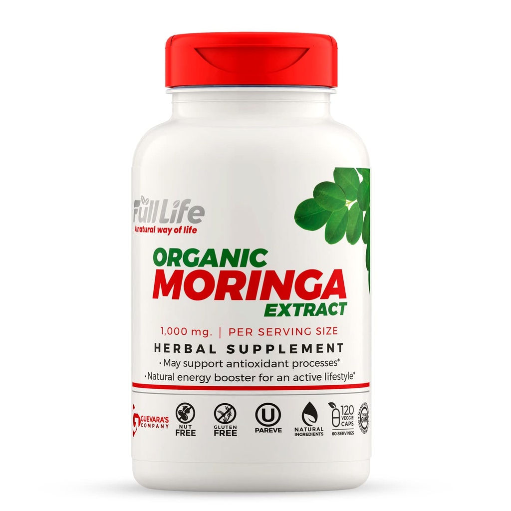 Full Life Moringa Oleifera Capsules – Dietary Supplement - Moringa Pills for Women and Men – Natural Energy Booster - Kosher Moringa, Gluten-Free - 120 Veggie Caps 1000mg