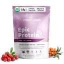 Sprout Living Epic Protein, Plant Based Protein & Superfoods Powder, Pro Collageen, Berry 