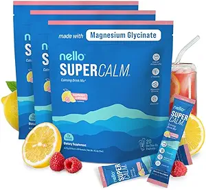Nello Supercalm Drink Mix - Ashwagandha KSM 66, Magnesium Glycinate & L-Theanine Supplement, Vitamine D3 - Ashwagandha Root Extract (3-pack)