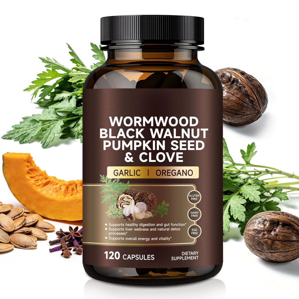VOFANK Wormwood Black Walnut Clove 120 Capsules | with Black Walnut and Wormwood | Promotes a Healthy Gut & Immune Wellness | Supports Digestive & Gut Health | Vegan (40-Day Supply)