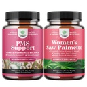 Bundel van geavanceerde PMS Ondersteuning Supplement voor lage energie Mood ondersteuningsperiode Krampen en opgeblazen verlichting voor vrouwen en extra kracht Zag Palmetto voor vrouwen - DHT-blokker Verdikend haar vitamine