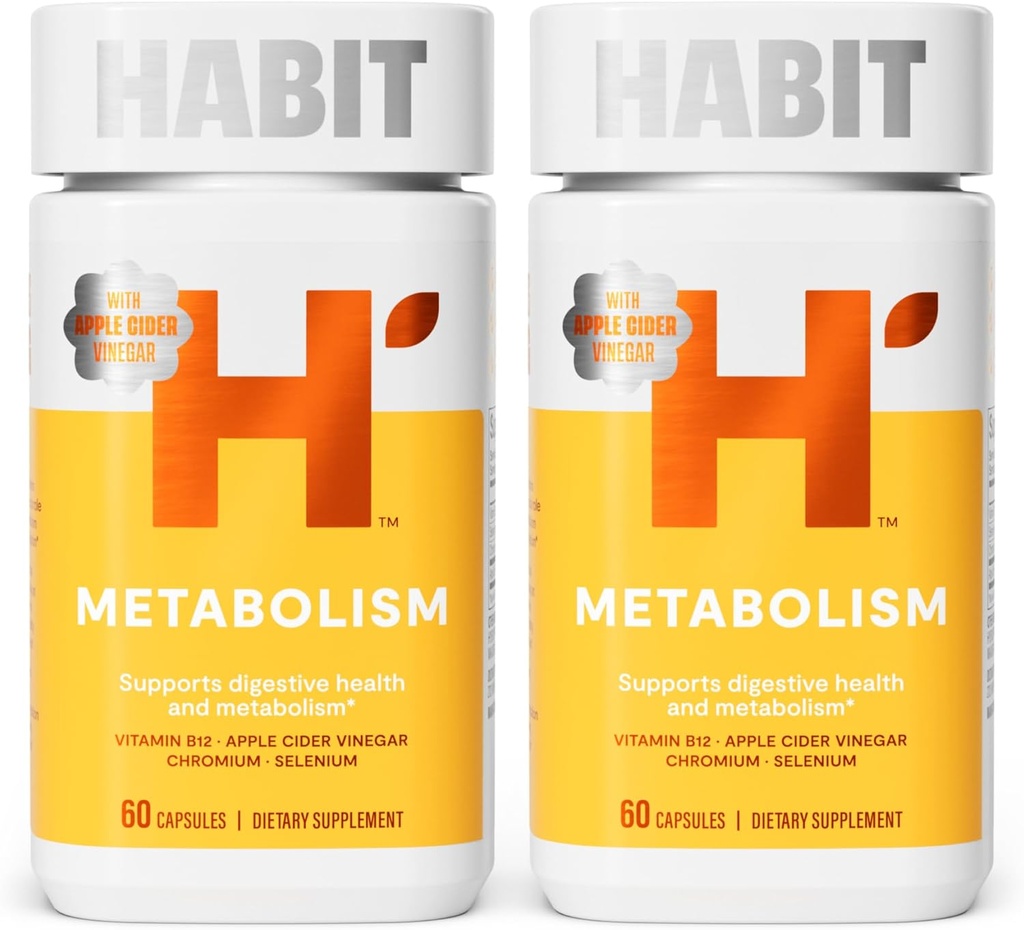 Gewoonte Metabolisme Supplement 2 Pack (120 capsules) - Ondersteunt Digestieve Gezondheid & Metabolisme, Vitamine B12, Selenium, Chroom, Apple Cider Vinegar, Vegan, Non-GMO