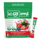 Let'z Go Clean Energy Drink Mix – Natural Caffeine Packets, Vitamins C + D, Electrolytes, Sugar-Free, Zero Calories | Anytime Energy | 15 Count (Mixed Berry)