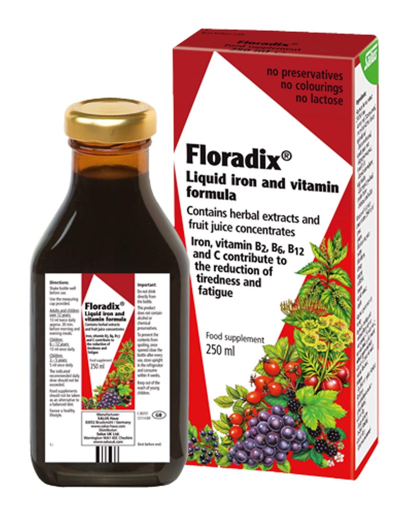 Floradix Floravital Fer liquide et formule de vitamine 8,5 fl.oz. - 250 ml. - Fabriqué en Allemagne (3 Pack)