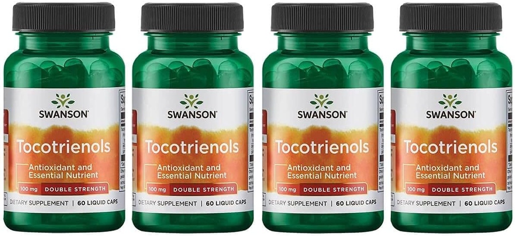 Swanson Double Strength Tocotrienolen - Antioxidant - (60 Liquid Capsules, 100mg Each) 4 Pack