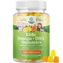 Enfants DHA Omega 3 Gummies pour enfants - Delicious Fish Free DHA Omega 3 Gummies avec Végétarien 6 9 pour Vision Cerveau et immunité - Supplément sans OGM Poisson et sans gluten 1 mois