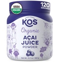 KOS Biologische Acai Juice Powder - USDA Gecertificeerd Biologische, Plant Based Superfood Antioxidanten, Superberry uit Brazilië, Geweldig voor Smoothies en Bowls, 0g Suiker, Veganist, Glutenvrije, Non-GMO - 120 Servers