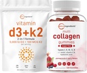 Micro Ingrediënten Vitamine D3 5.000iu + K2 100mcg Softgels & Multi Collageen Peptides Gummies Bundel Pack 
