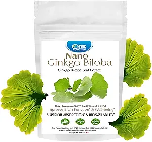 One Planet Nutrition Nano Ginkgo Biloba Powder 8 oz (227 porties), Ginkgo biloba Extract, Nano voor verbeterde absorptie, Verbetert cognitieve functie & Circulatie, Non-GMO, Veganistisch, Glutenvrij