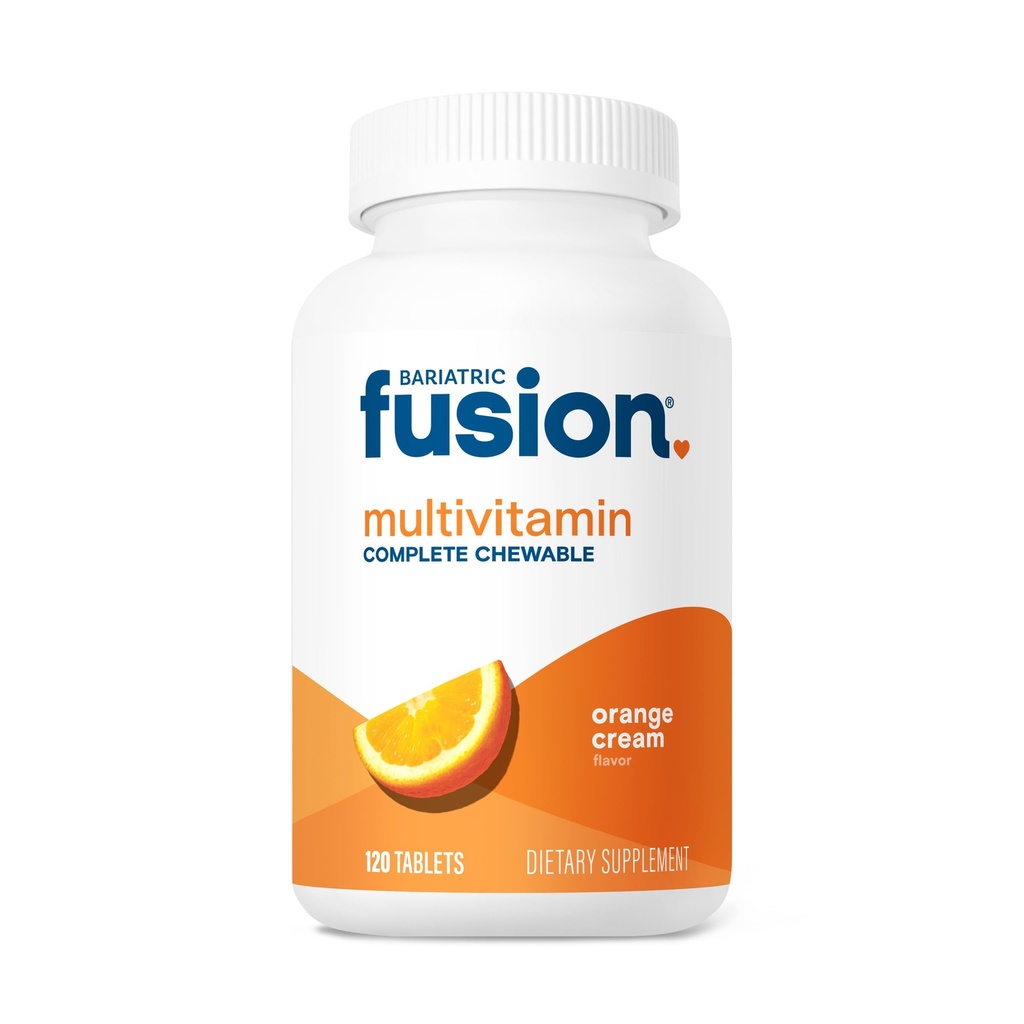 Bariatrische Fusion Orange Cream Flavored Complete Kauwbare Bariatrische Multivitamine met ijzer voor Bariatrische Chirurgie Patiënten Inclusief Gastric Bypass en Sleeve Gastrectomie - 120 tabletten
