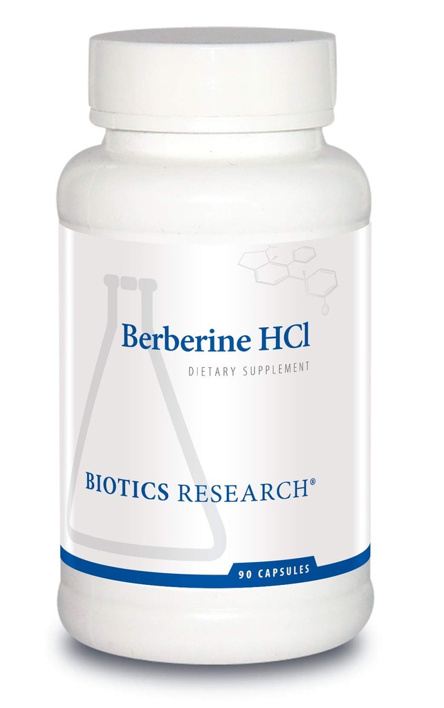 Recherche en biotique Berberine HCl, Supplément botanique berbère 500mg par portion - Soutient la santé cardiaque, système immunitaire, GI santé, cholestérol sain, sans gluten - 90 capsules
