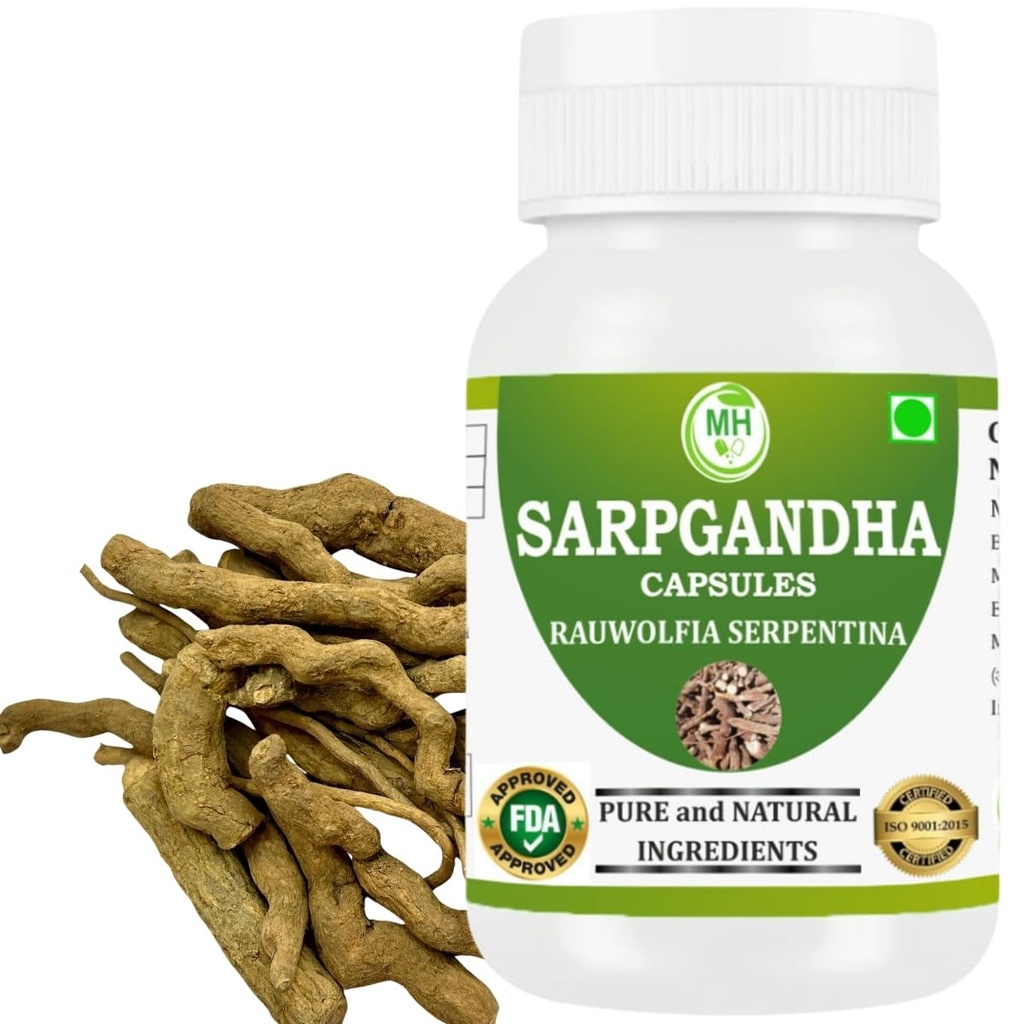 Morsan Healthcare Rauwolfia Serpentina (Sarpgandha) Capsules – 60 Veg Capsules | 500 mg Herbal Extract | Natural Ayurvedic Supplement for Daily Wellness (Pack of 1)
