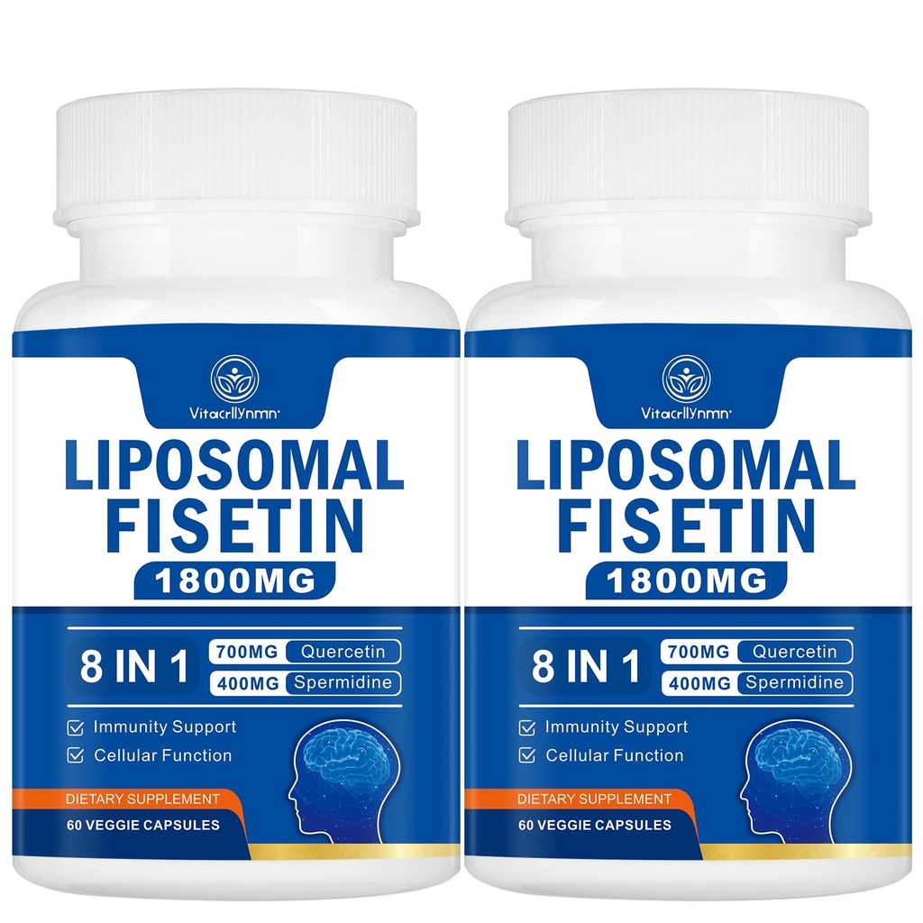 1800mg Fisetin Supplement - Advanced Liposomal Delivery 98% Pure Fisetin Antioxidant for Healthy Aging Non-GMO - 120 Capsules